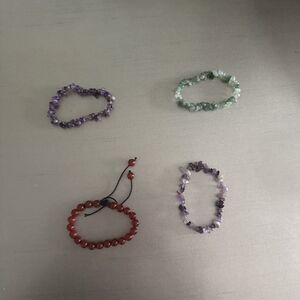 Agate Crystal Gemstone Natural Bracelets 4 Pcs Lucky Charms